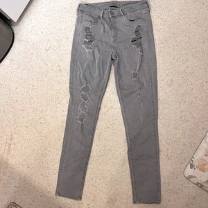 Grey Distressed American Eagle Jeans